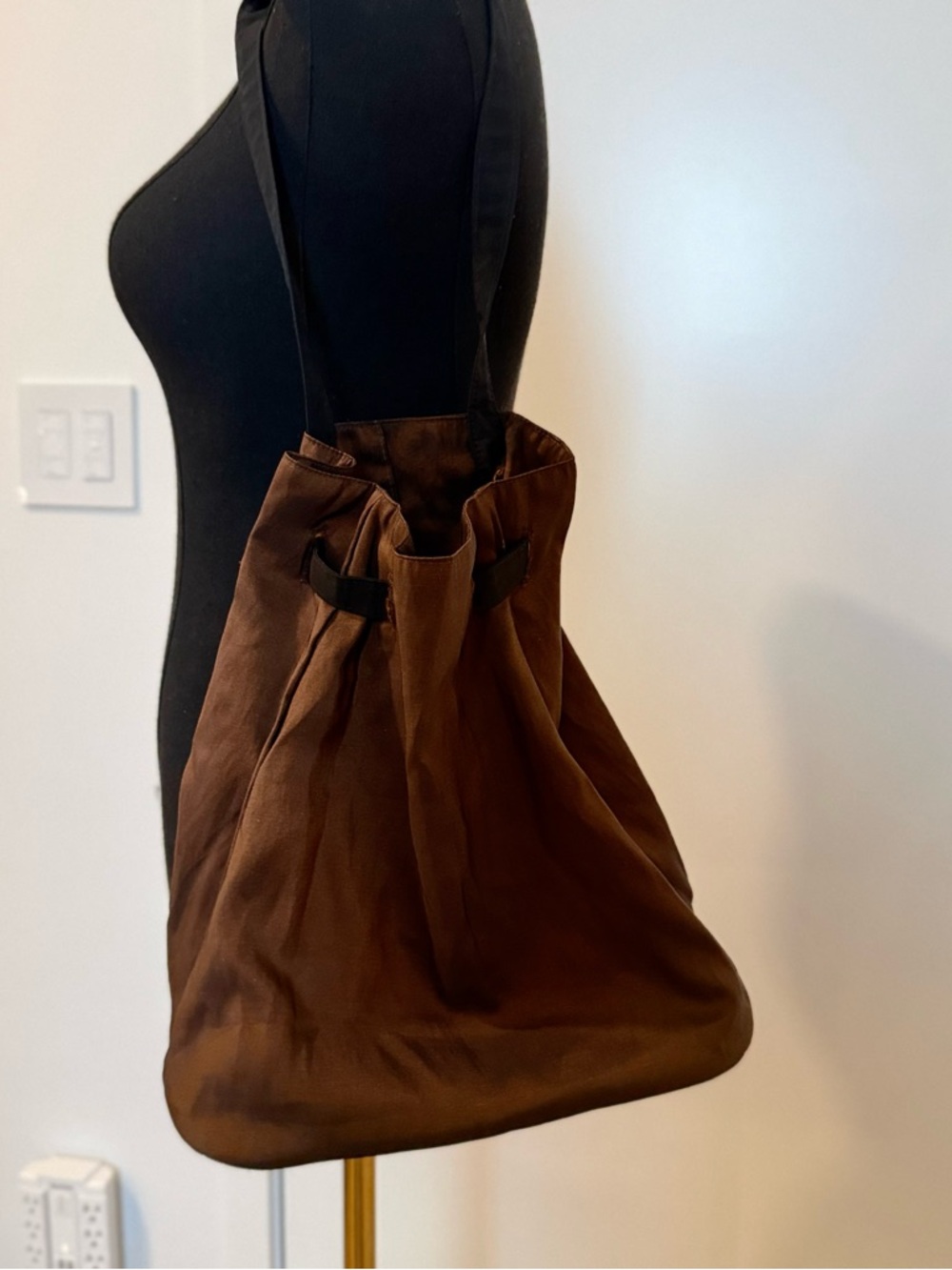 Everyday Brown Drawstring Shoulder Bag - Picture 3 of 9